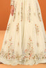Cream Crepe Silk Embroidered Anarkali Suit With Skirt