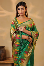 Sea Green Color Cotton Silk Woven Saree