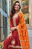 Maroon Color Crepe Silk Embroidered Suit With Palazzo