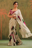 Cream Pure Crepe Silk Floral Printed Ruffled Saree With Readymade Cut-Dana Embroidered Blouse