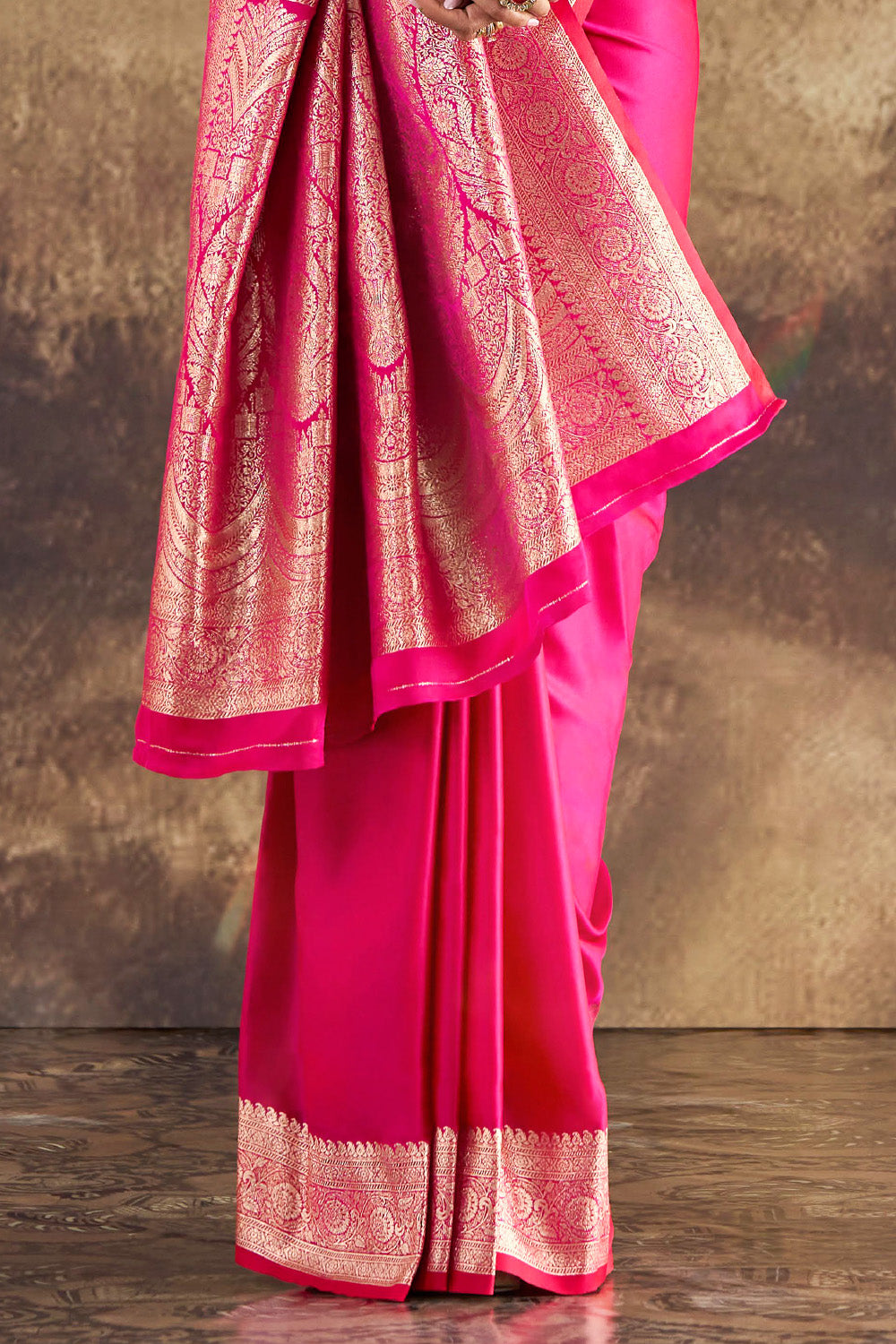 Dark Hot Pink Silk Zari Woven Saree