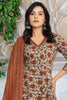 Beige & Rust Cotton Floral Printed Floor Lenght Anarkali Suit
