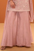 Baby Pink Crepe Silk Cut-Dana and Resham Embroidered Suit with Palazzo