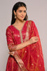 Fuchsia Pink Color Mantellic Tissue Embroidered and Woven Anarkali Suit