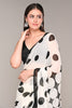 Cream And Black Color Polka-Dot Crepe Printed Saree