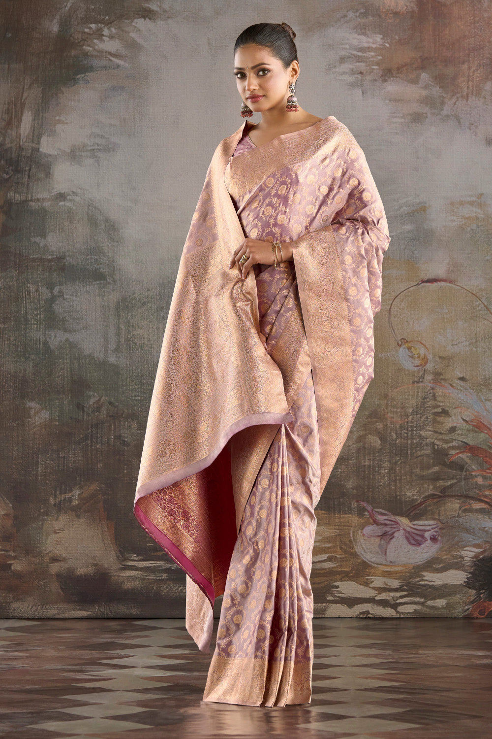 Lavender Banarasi Katan Silk Woven Saree
