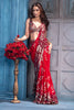 Red Pure Georgette Sequins Floral Embroidered Saree