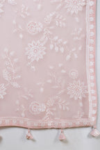 Dusty Pink Georgette Sequins Embroidered Saree