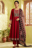 Maroon Neck-Printed Cotton Anarkali Suit