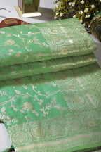 Sea Green Color Zari Woven South Silk Saree