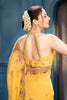 Pale Yellow Pure Georgette Resham, Zari and Sequins Embroidered Saree
