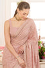 Dusty Pink Georgette Embroidered And Swaroski Work Saree