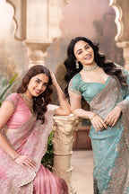 Dusty Pink Metallic Tissue Embroidered Saree