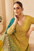 Mustard Georgette Zari And Sequins Embroidered Suit With Embroidered Palazzo