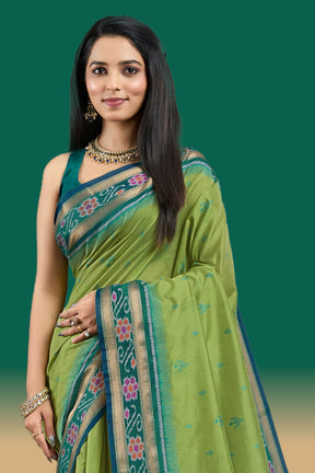 Green Colour Maheshwari Cotton Woven Saree
