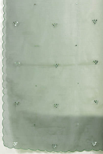 Ombre Sage Green Organza Saree With Mirror Work