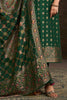 Bottle Green Silk Neck Embroidered And Zari Woven Suit With Woven Dupatta Set