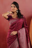 Wine Soft Silk Woven Saree