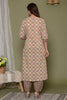 Beige Color Cotton Printed Suit