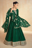 Bottle Green Color Silk Embroidered Anarkali Suit