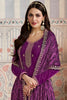 Purple Velvet Sequins and Zari Embroidered Unstitched Suit Fabric
