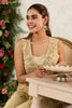 Beige Shimmer Fabric Embroidered Jacket, Crop Top & Palazzo Co-ord Set