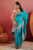 Teal Soft Silk Kalamkari Woven Saree