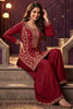 Red Crepe Silk Cut-Dana Embroidered Suit With Embroidered Palazzo