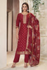 Maroon Silk Zari Woven Suit Set