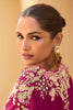 Magenta Organza Embroidered Crop-Top Dress With Shruge Stlye Dupatta And Palazzo