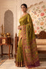 Green Cotton Printed And Woven Border Saree