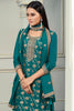 Teal Color Georgette Zari Woven and Embroidered Unstitched Suit Material