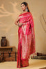 Cherry Red Colour Silk Zari & Resham Woven Saree