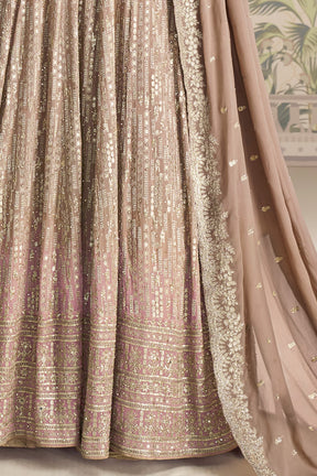 Beige Georgette Zari and Sequins Embroidered Anarkali Suit