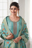 Turquoise Color Chanderi Silk Zari Woven Unstitched Suit Material