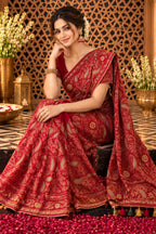 Rani Resham And Swaroski Embroidered Georgette Saree