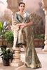 Turquoise Position Print Woven Silk Saree