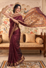 Maroon Cotton Printed And Woven Border Saree