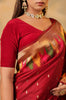 Maroon Cotton Silk Woven Saree
