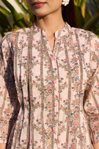Pink Floral Printed Cotton Long Kurta Set