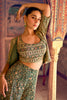 Green Embroidered Crop-Top Palazzo Indo-Western Dress With Embroidered Jacket