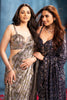 Grey Pure Georgette Sequins Embroidered Saree