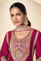 Crepe Silk Zari And Sequins Embroidered Suit Set