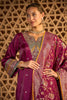 Wine Silk Embroidered Unstitched Suit Material With Banarsi Dupatta