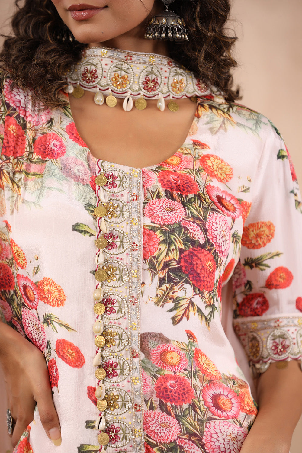 Rose Pink Color Floral Printed Suit With Palazzo