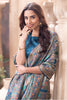 Teal Blue Position Print Woven Silk Saree