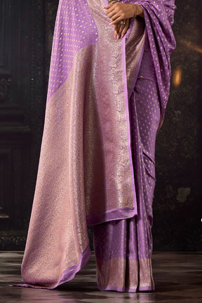 Opera Mauve Zari Woven Soft Silk Saree