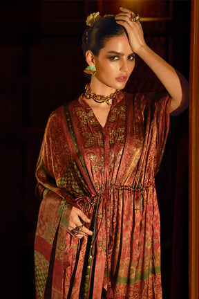 Maroon Spun Printed Unstitched Suit Material