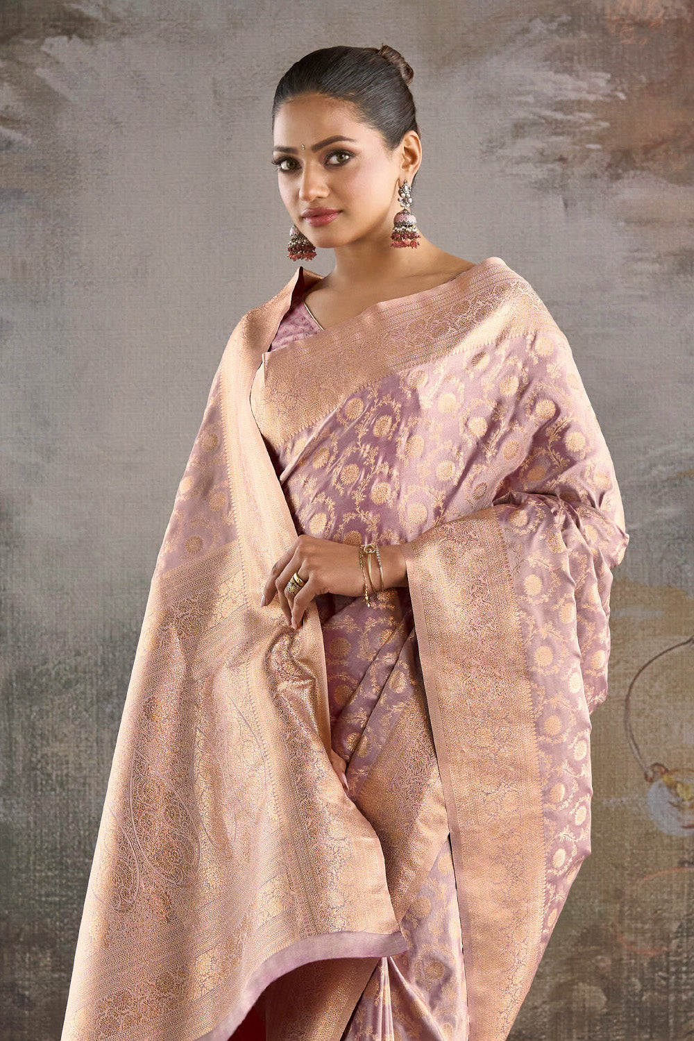 Lavender Banarasi Katan Silk Woven Saree
