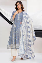 Grey Cotton Printed Suit Set